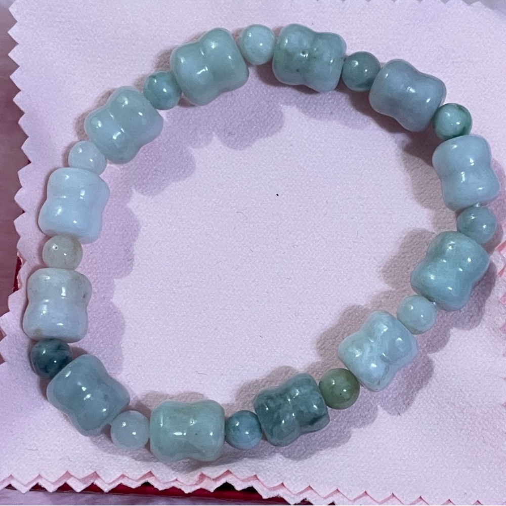 9-10mm Certified Grade A Light Green Jade Bead Bangle Bracelet